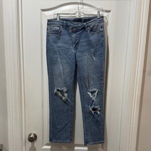 Kendall & Kylie Distressed Ankle Jeans in Blue